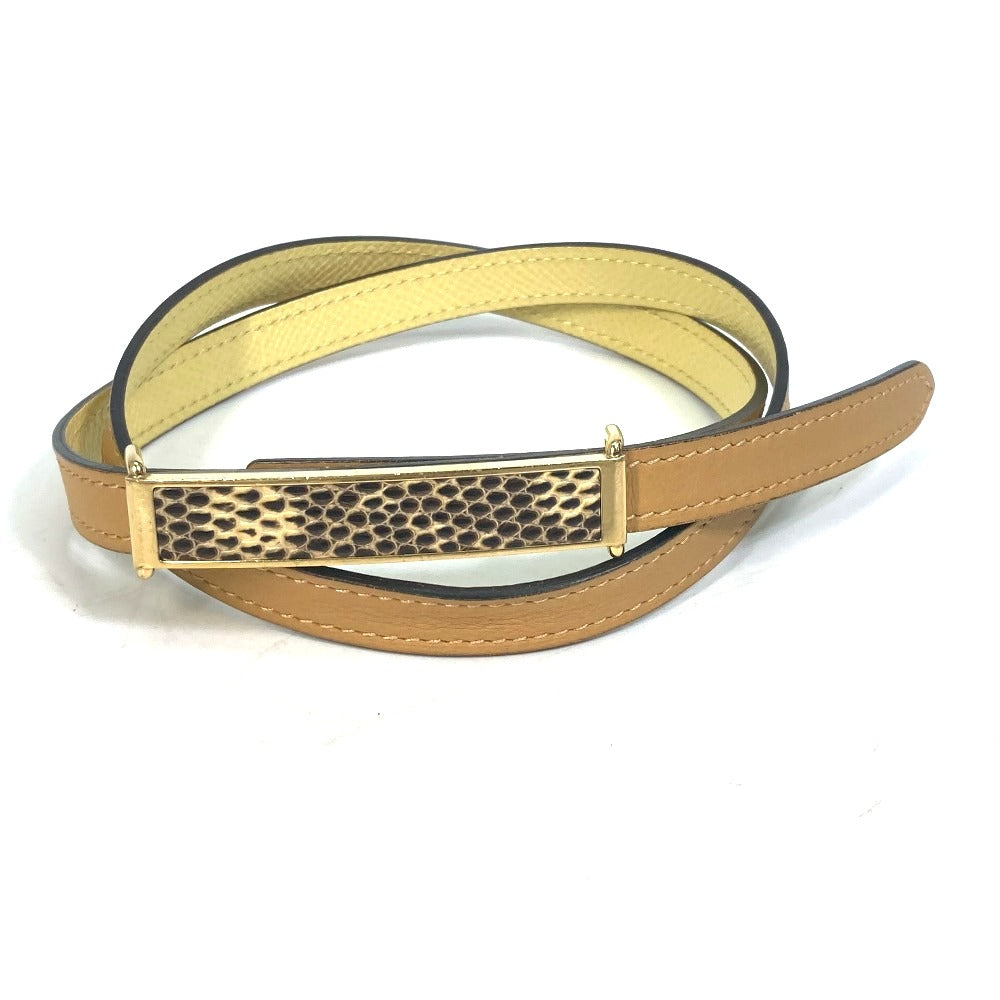 HERMES belt leather yellow Thin belt Women 70  d