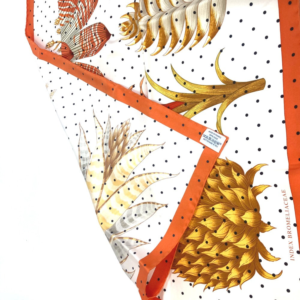 HERMES scarf silk Orange Index Bromeliaceae Bromeliad Catalog scarf Women  d