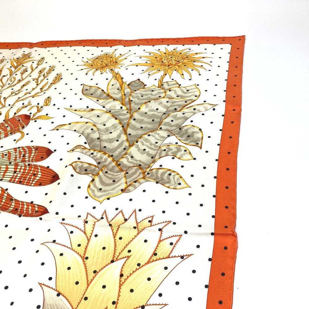 HERMES scarf silk Orange Index Bromeliaceae Bromeliad Catalog scarf Women  d