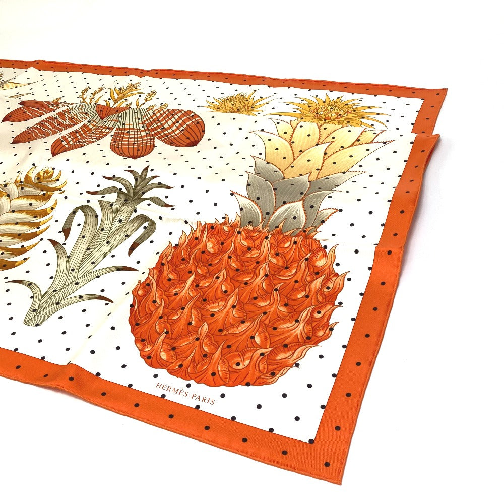 HERMES scarf silk Orange Index Bromeliaceae Bromeliad Catalog scarf Women  d