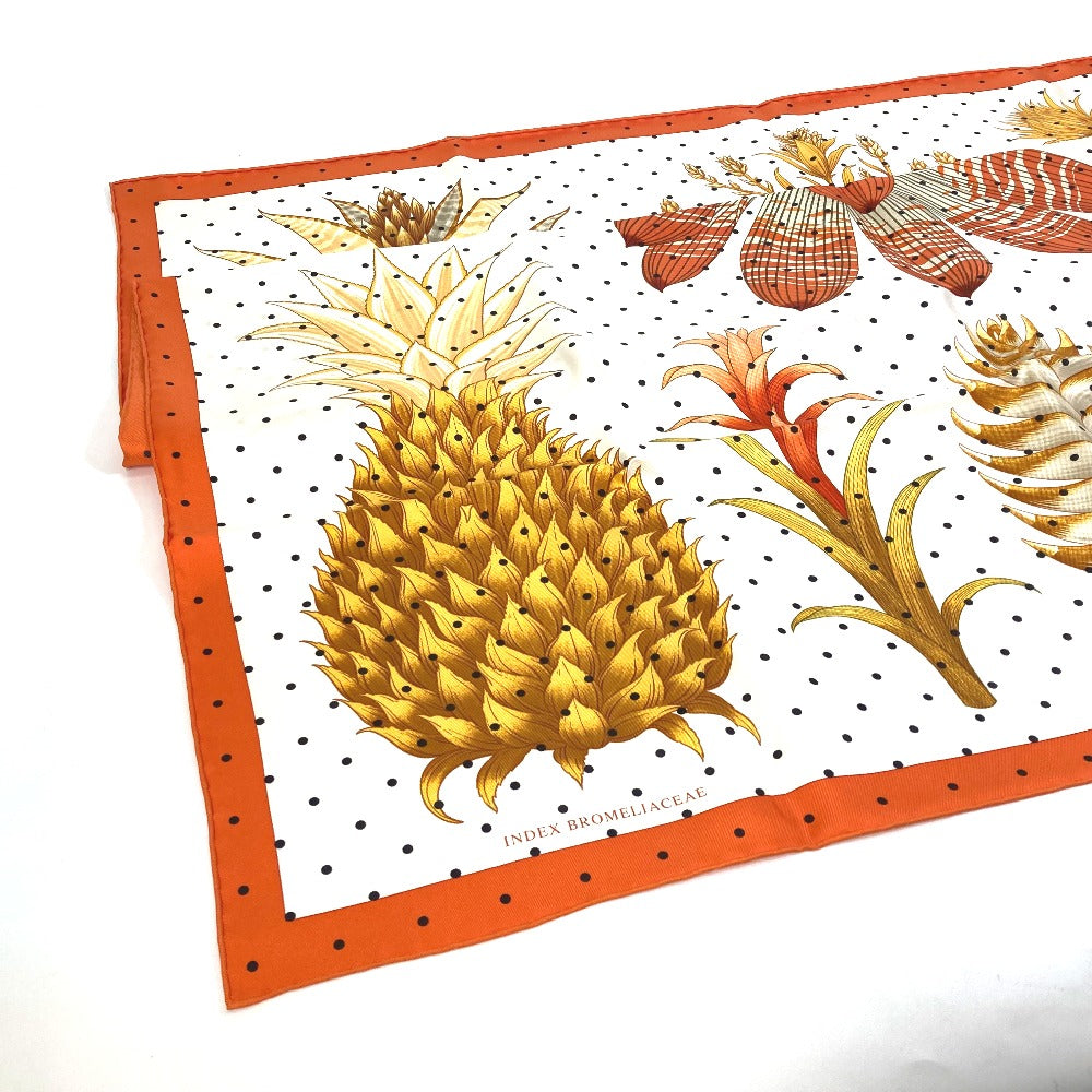 HERMES scarf silk Orange Index Bromeliaceae Bromeliad Catalog scarf Women  d