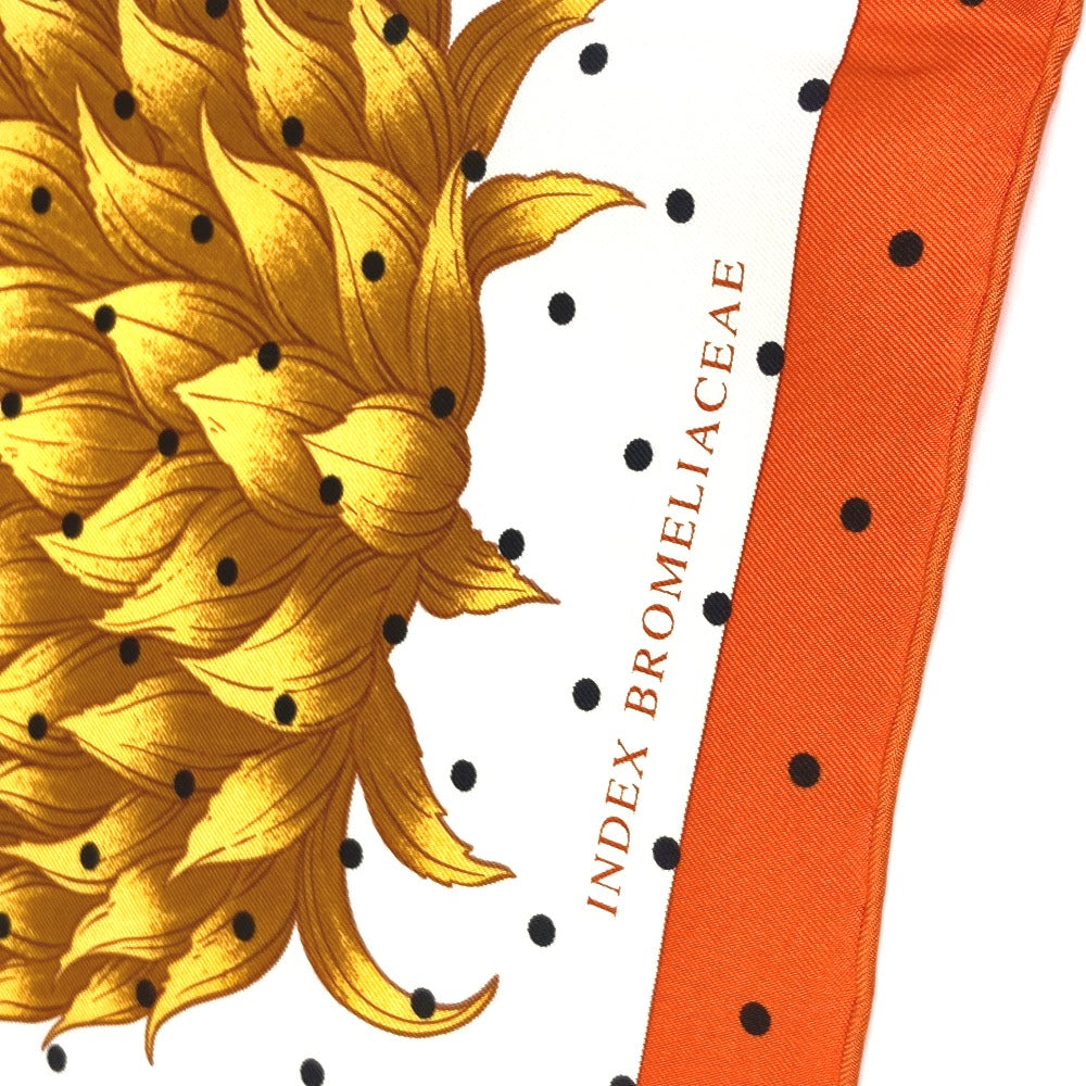 HERMES scarf silk Orange Index Bromeliaceae Bromeliad Catalog scarf Women  d