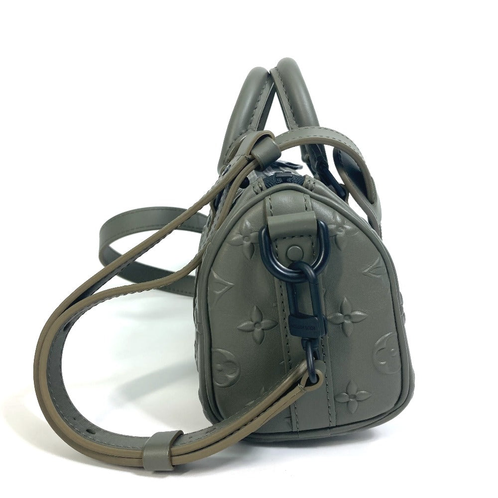 LOUIS VUITTON Handbag M57961 leather khaki monogram seal Keepall XS