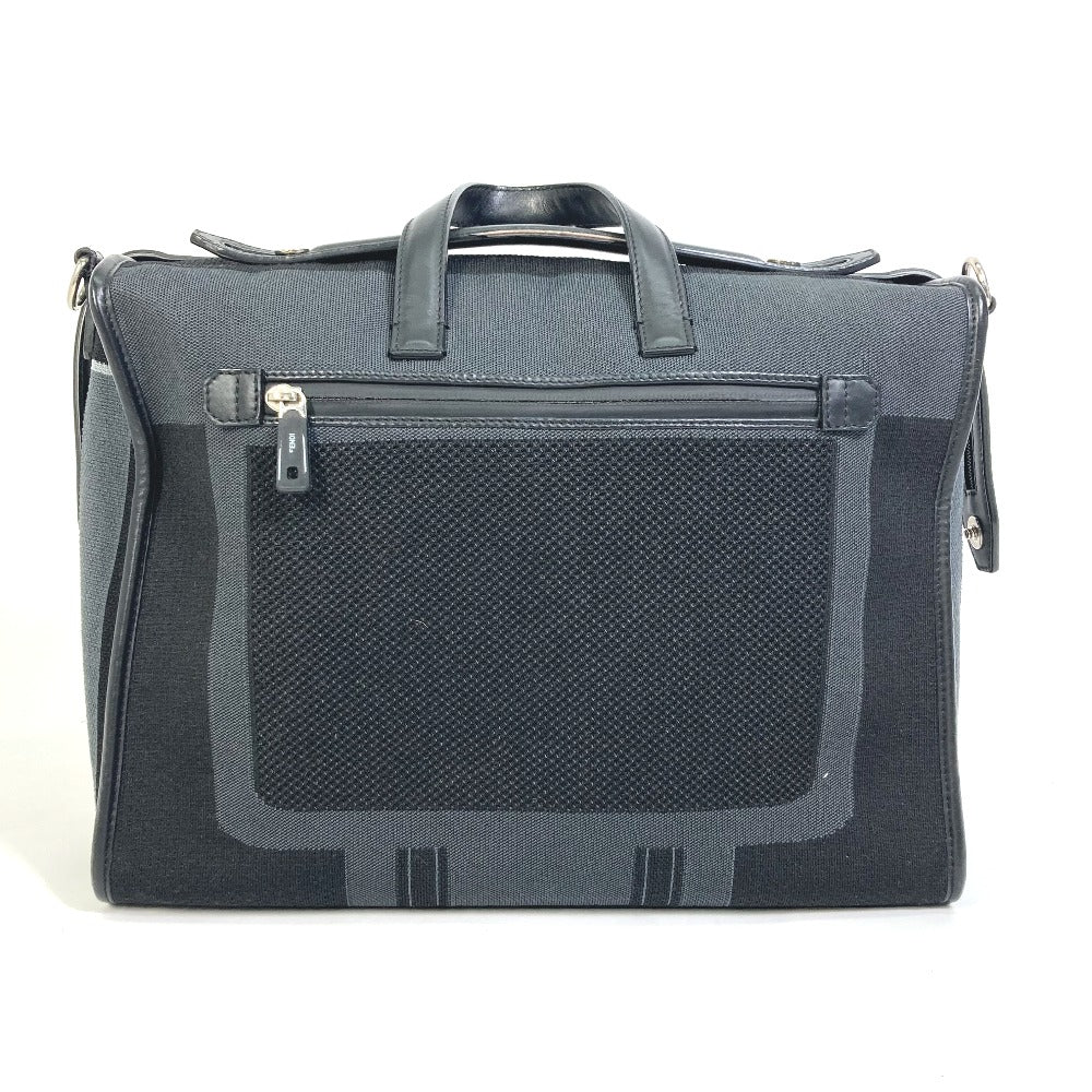 FENDI Business bag 7VA400 Canvas / leather Black Grey logo mesh bicolor
