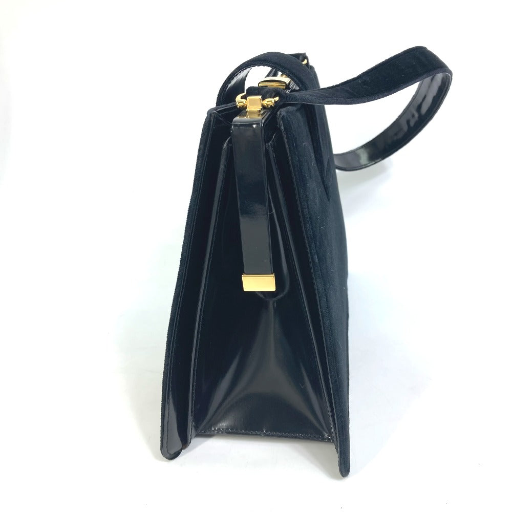 CELINE Shoulder Bag Velor / leather black Gamaguchi   Women