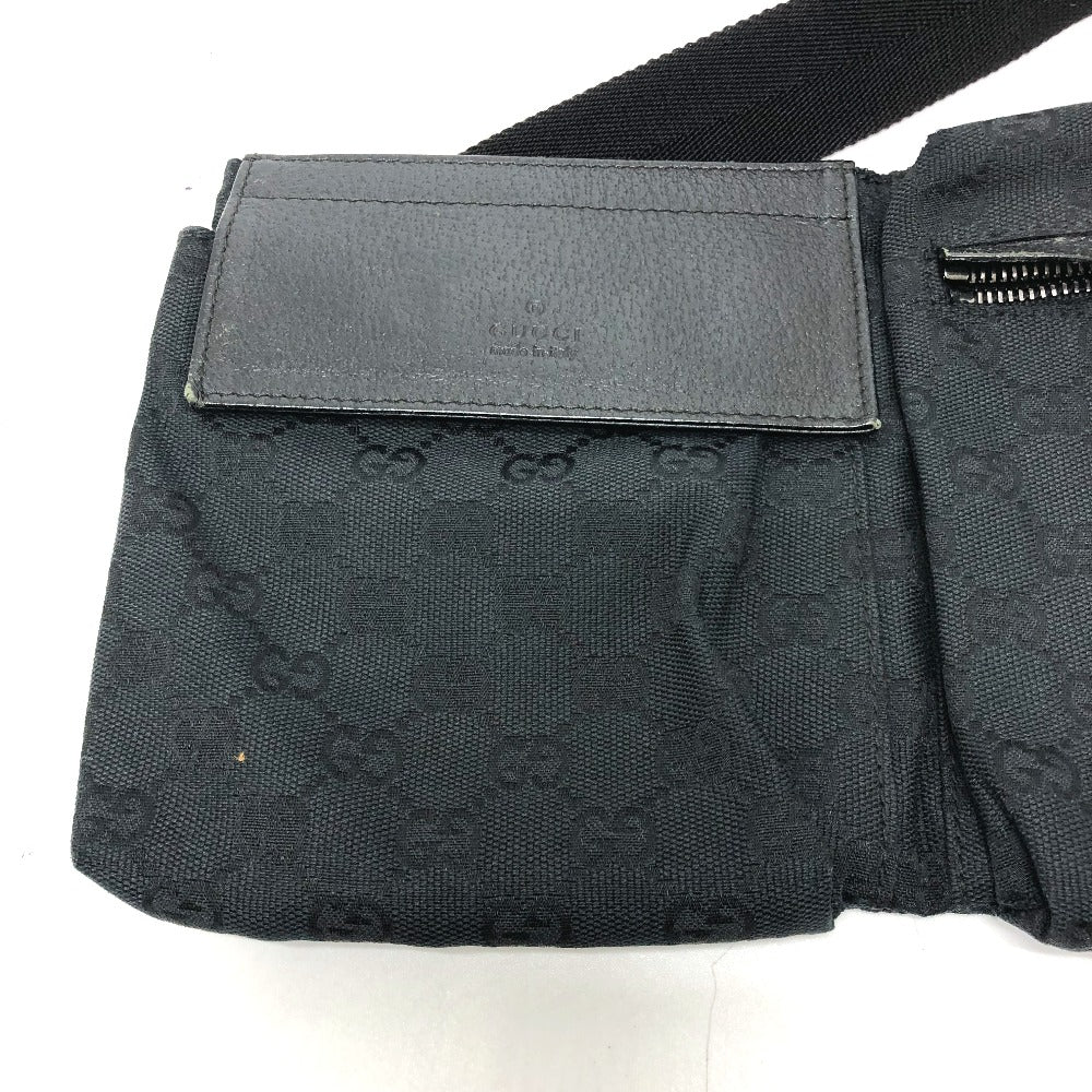 GUCCI Waist bag 28566 GG canvas black GG Sling bag mens Secondhand
