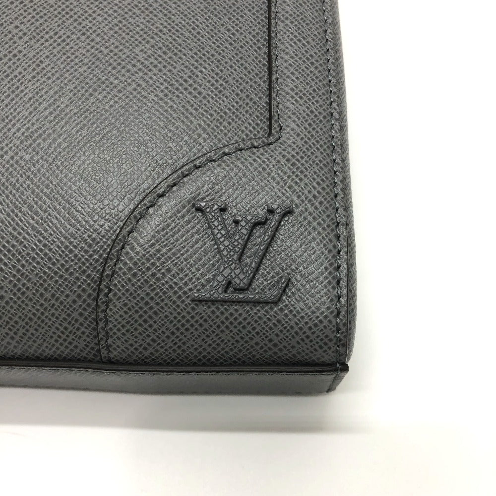 LOUIS VUITTON Business bag M30856 Taiga Leather gray Taiga Slim briefcase mens  d