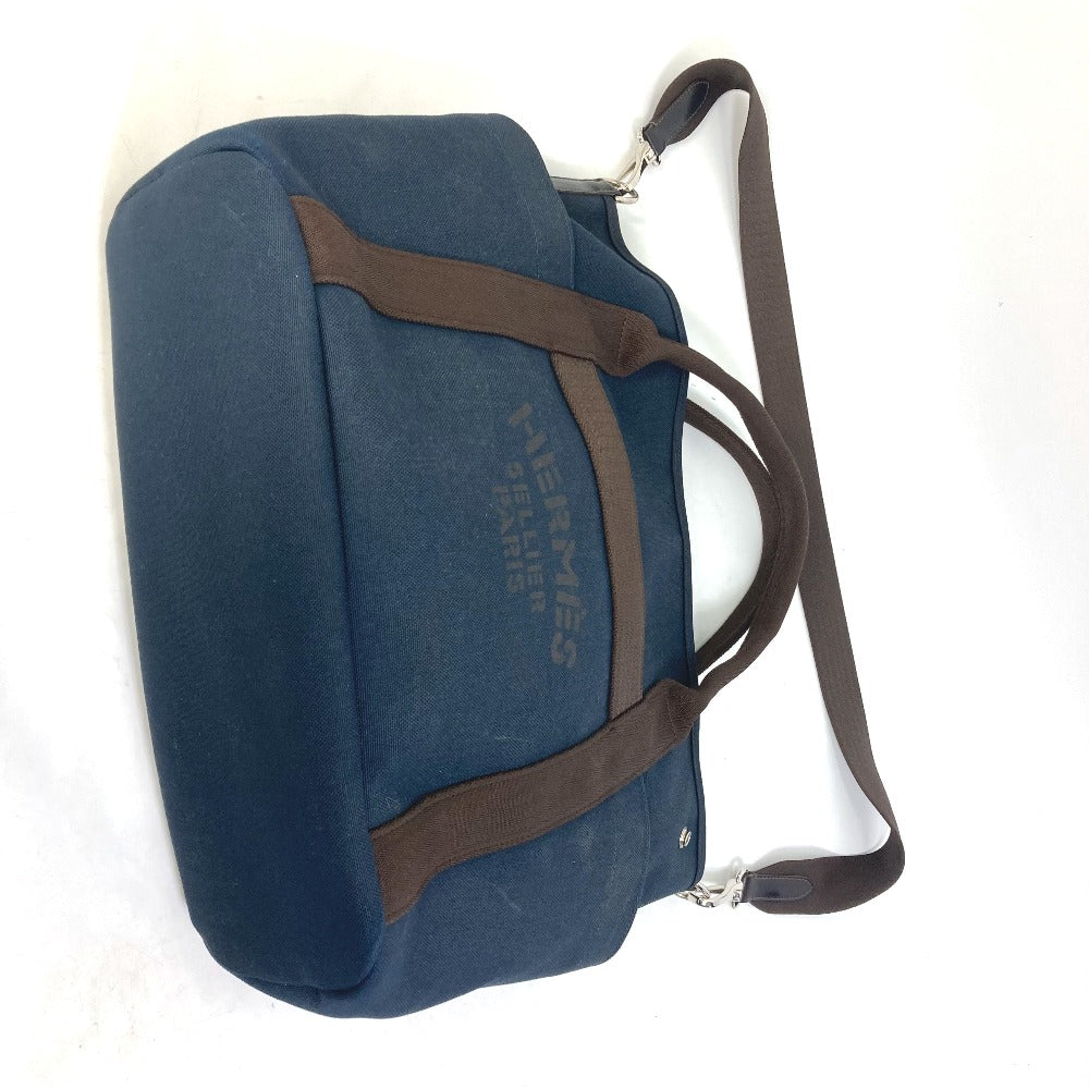 HERMES Tote Bag canvas Navy With bag-in-bag Sucked Pansage Groom Women  d