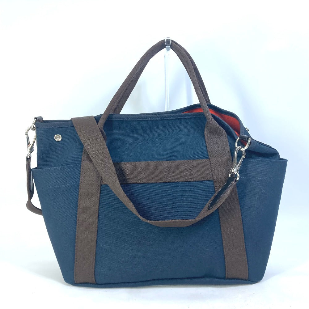 HERMES Tote Bag canvas Navy With bag-in-bag Sucked Pansage Groom Women  d
