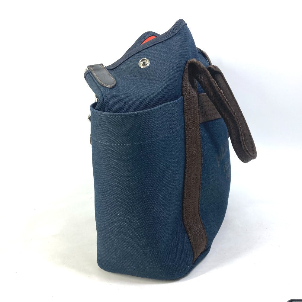 HERMES Tote Bag canvas Navy With bag-in-bag Sucked Pansage Groom Women  d