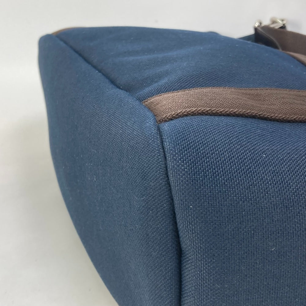 HERMES Tote Bag canvas Navy With bag-in-bag Sucked Pansage Groom Women  d