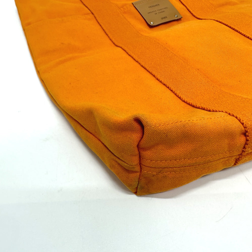 HERMES Tote Bag canvas Orange Fool Toe Kabas Women  d
