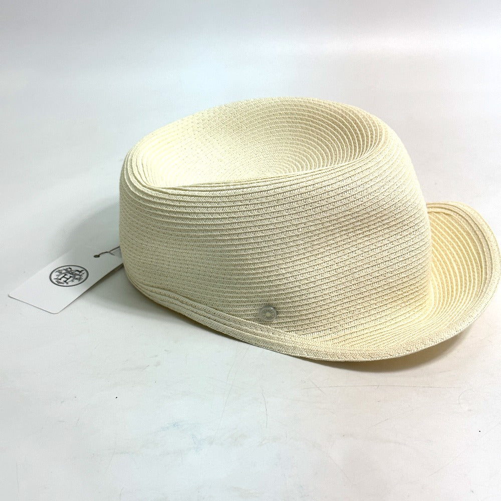 HERMES cap polyester Ivory hat cap serie emma straw cap Women 57  d