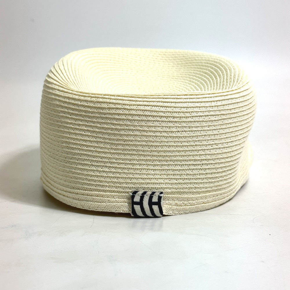 HERMES cap polyester Ivory hat cap serie emma straw cap Women 57  d