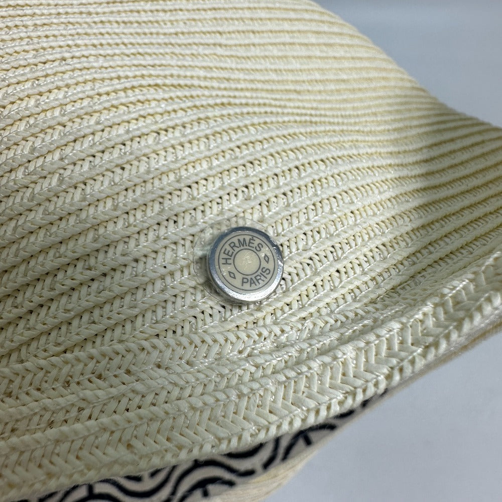 HERMES cap polyester Ivory hat cap serie emma straw cap Women 57  d