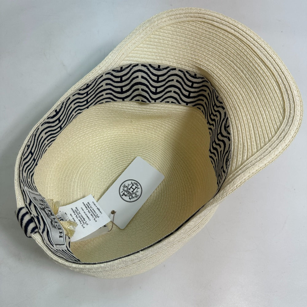 HERMES cap polyester Ivory hat cap serie emma straw cap Women 57  d