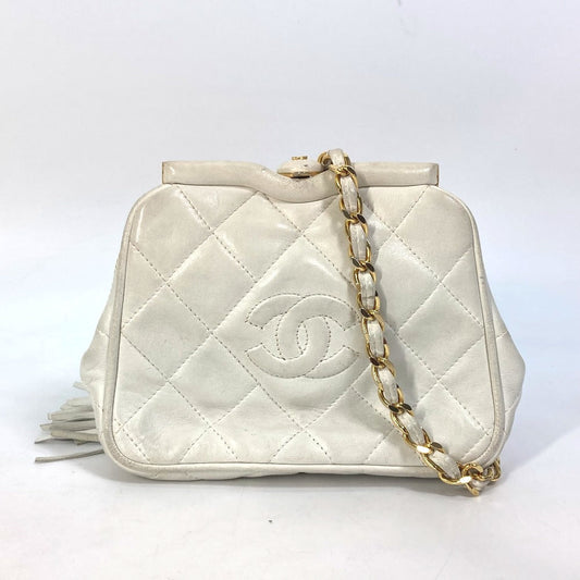 CHANEL Waist bag lambskin white COCO Mark CC Matrasse quilting Women