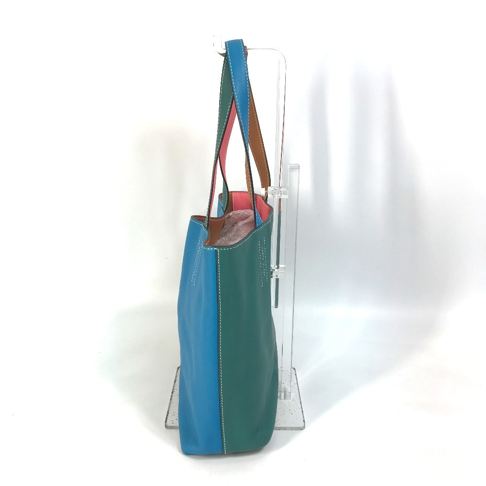HERMES Tote Bag Leather, Vokissim Blue Zanzibar / Malachite double sense 35 Reversible by color Women  d
