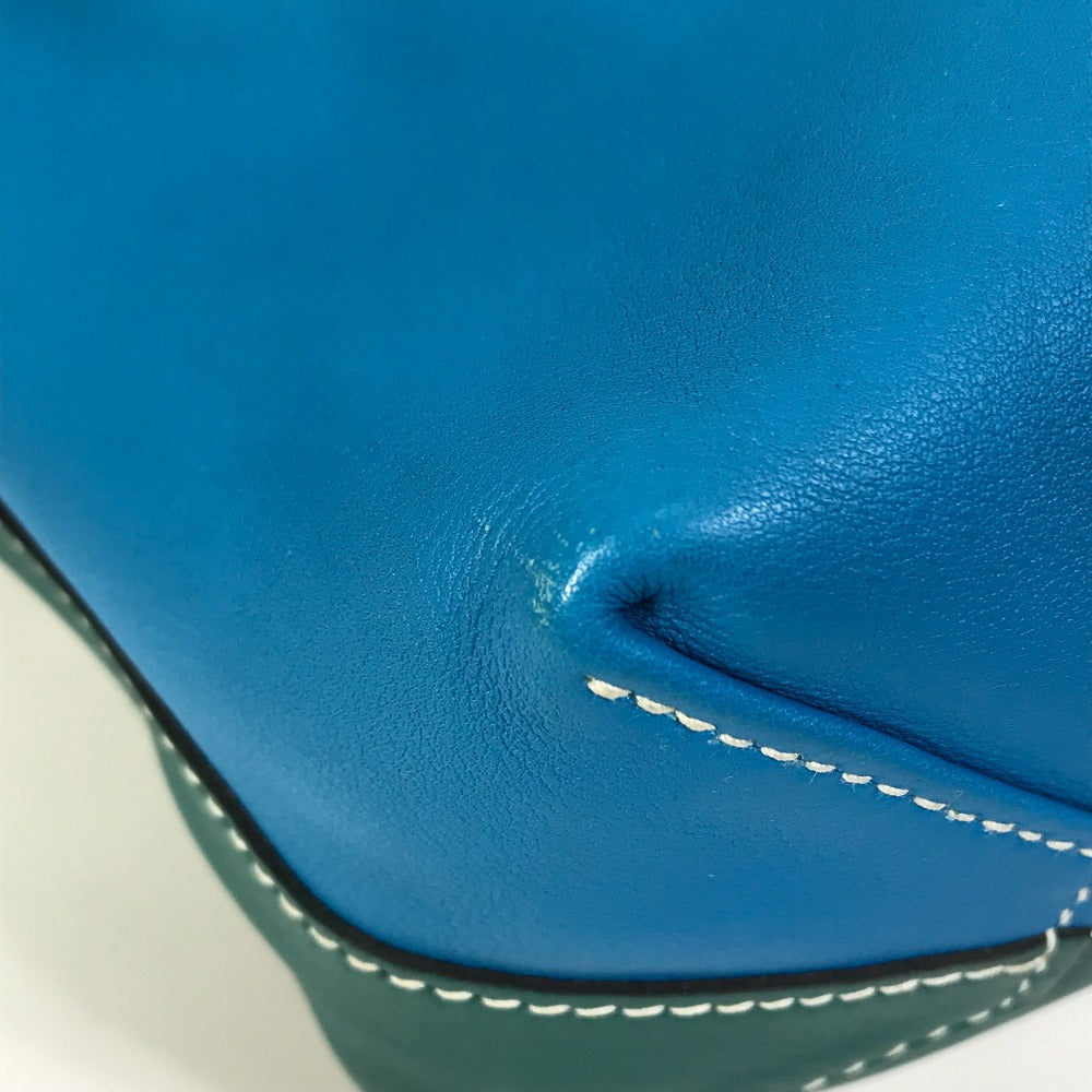 HERMES Tote Bag Leather, Vokissim Blue Zanzibar / Malachite double sense 35 Reversible by color Women  d