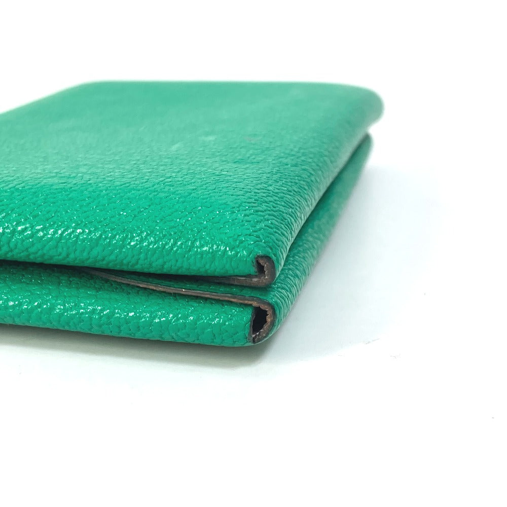 HERMES Card Case Shave green Coin Pocket Coin case Card Case Calvi duo Women  d