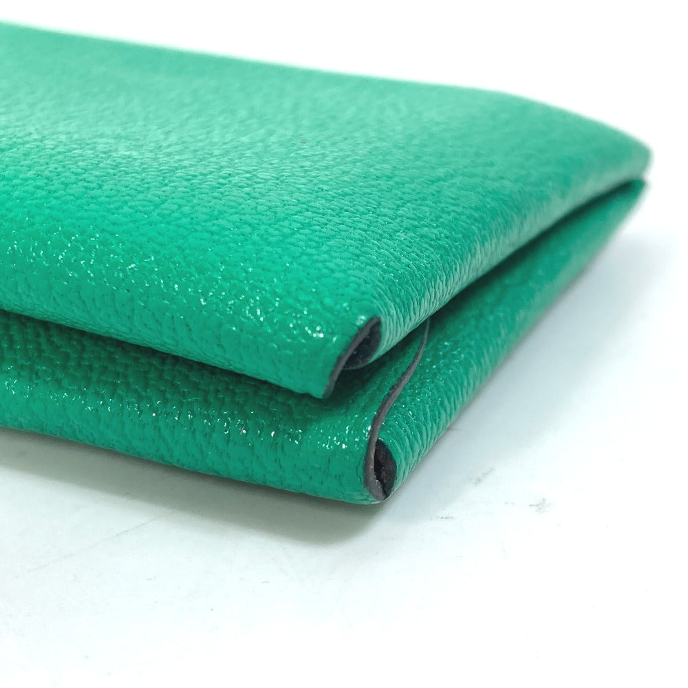 HERMES Card Case Shave green Coin Pocket Coin case Card Case Calvi duo Women  d