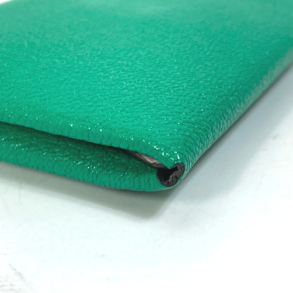 HERMES Card Case Shave green Coin Pocket Coin case Card Case Calvi duo Women  d