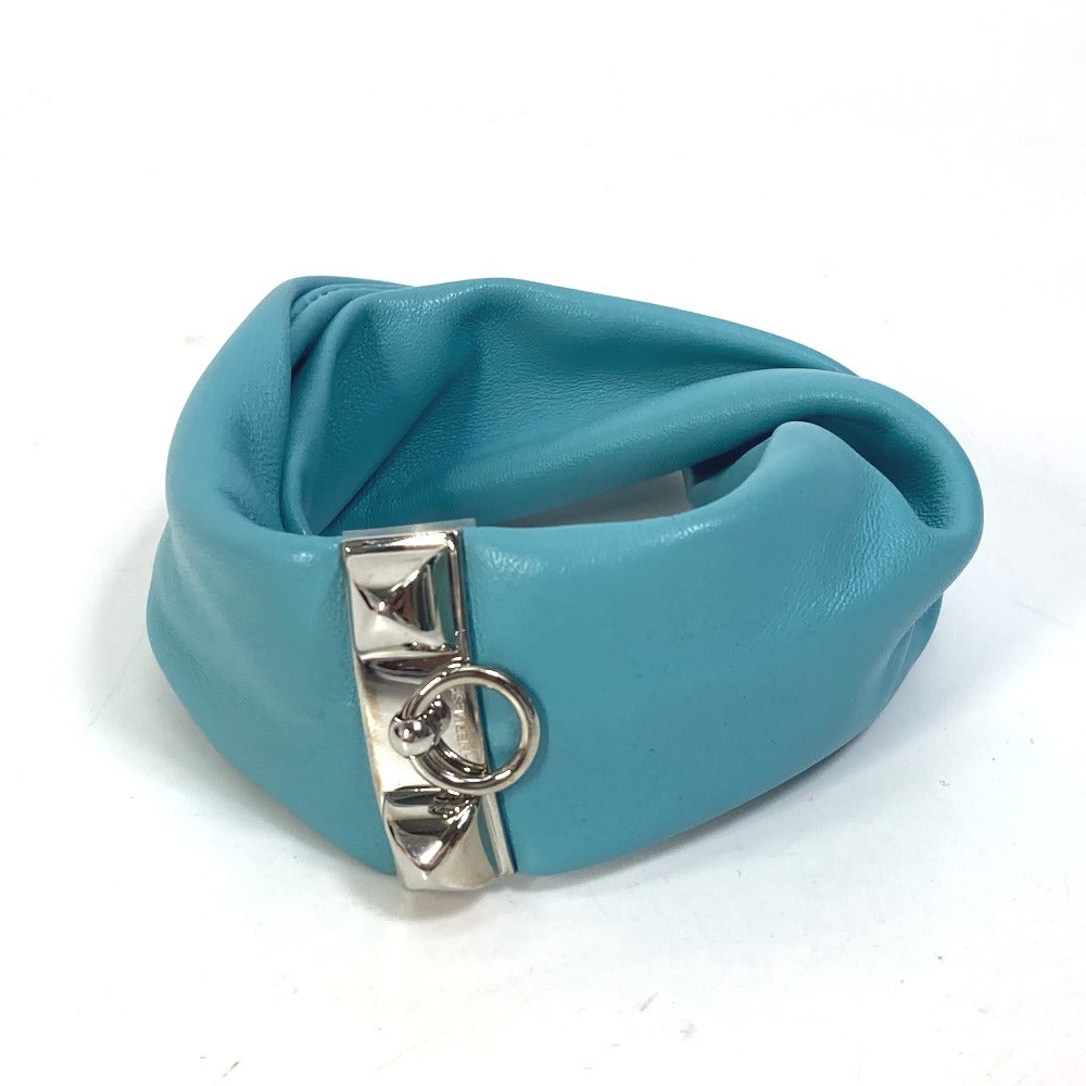 HERMES bracelet leather Light blue accessories medor Torsado Women  d