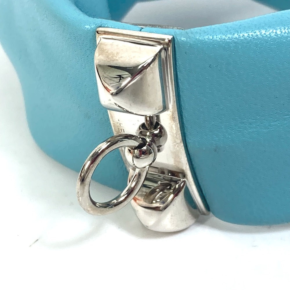 HERMES bracelet leather Light blue accessories medor Torsado Women  d