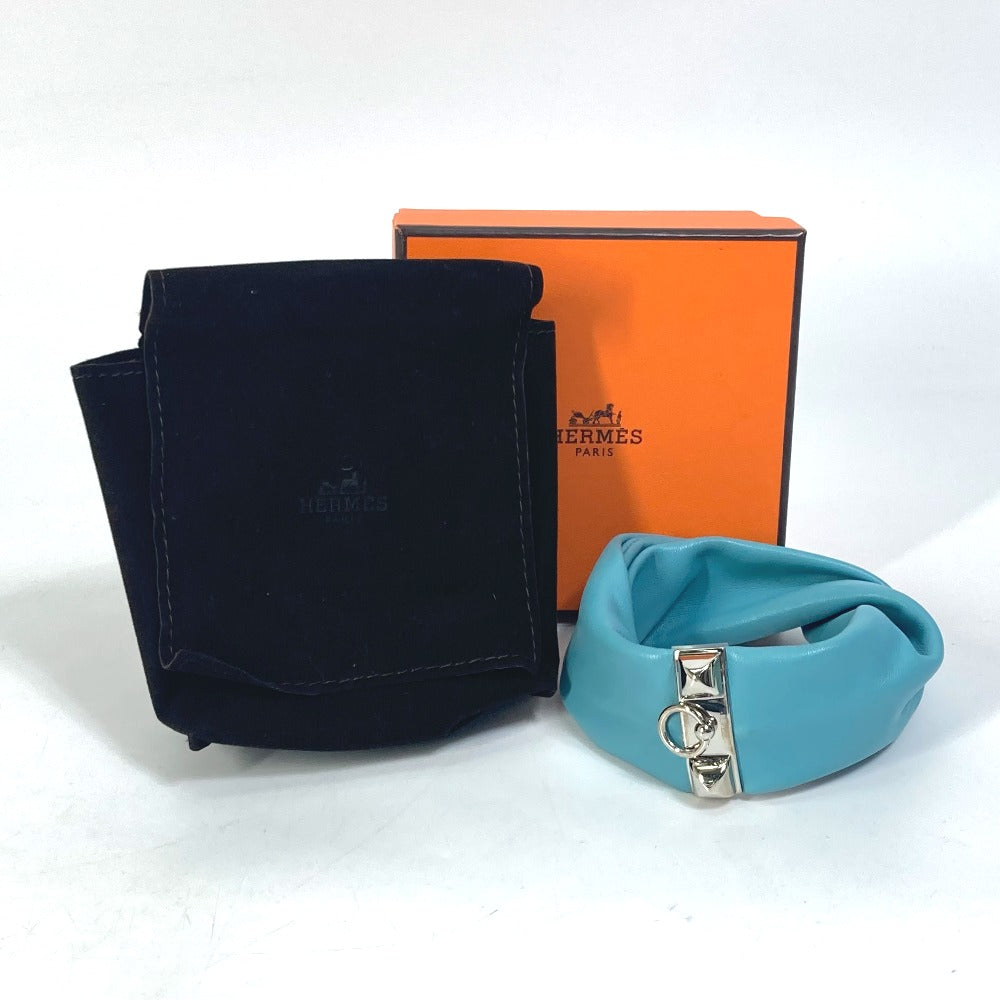 HERMES bracelet leather Light blue accessories medor Torsado Women  d