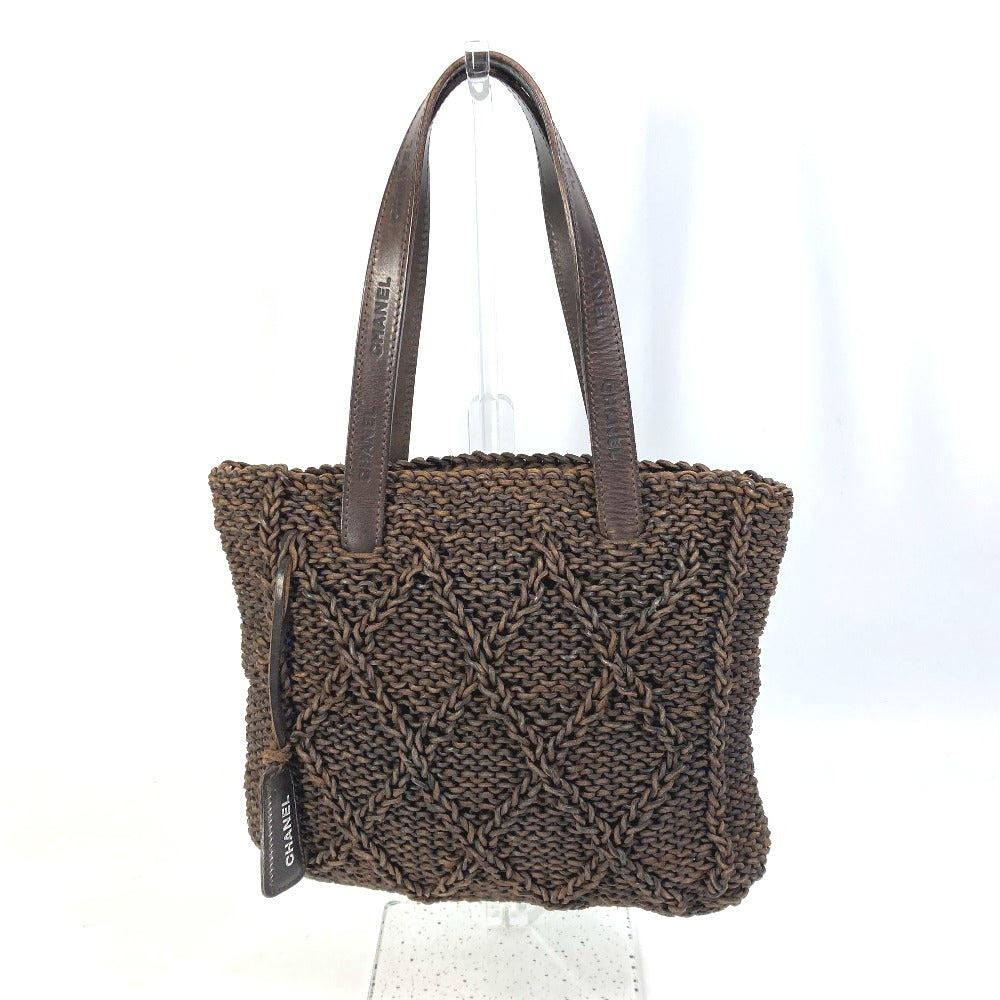 CHANEL Handbag leather Brown Tote Bag Braid Women
