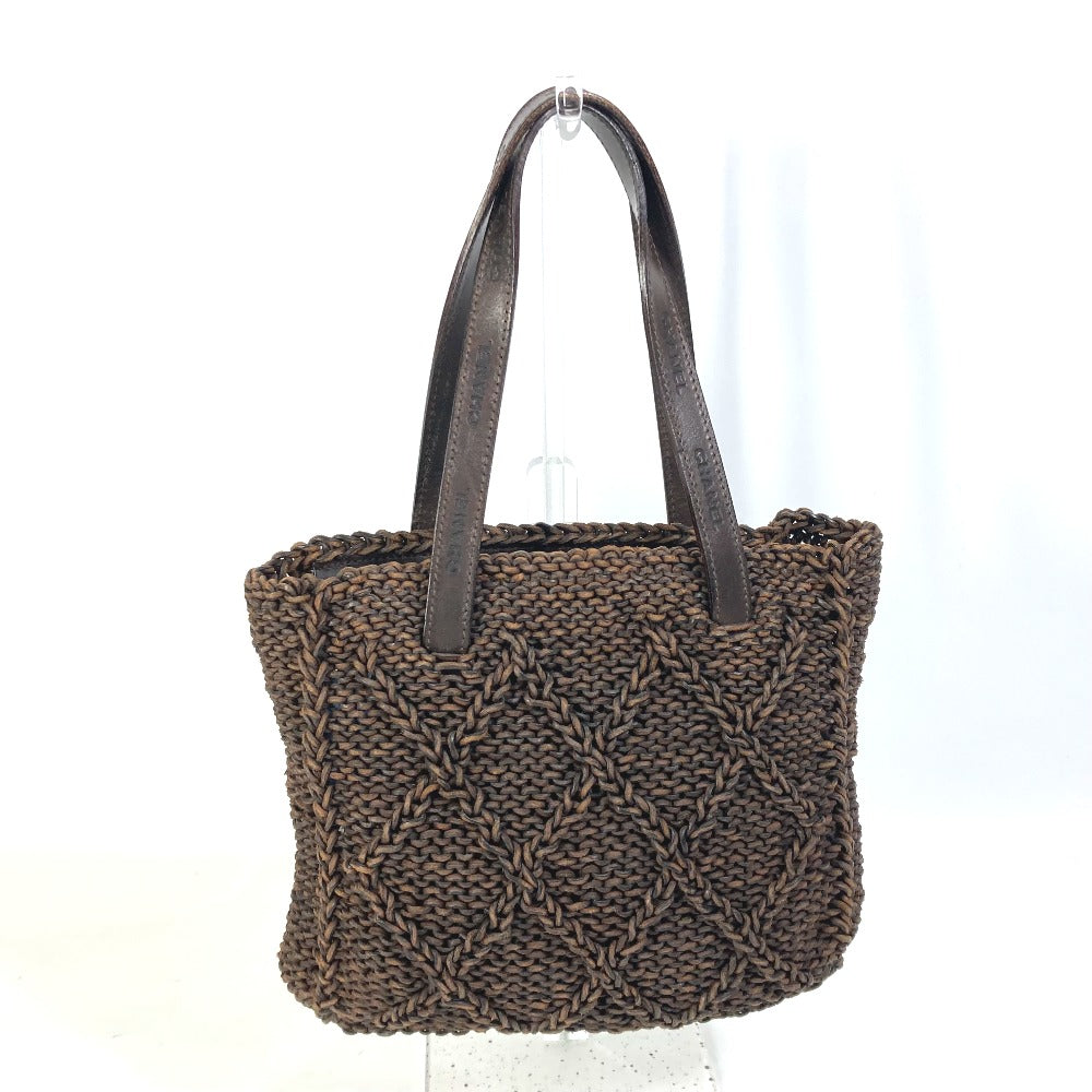 CHANEL Handbag leather Brown Tote Bag Braid Women