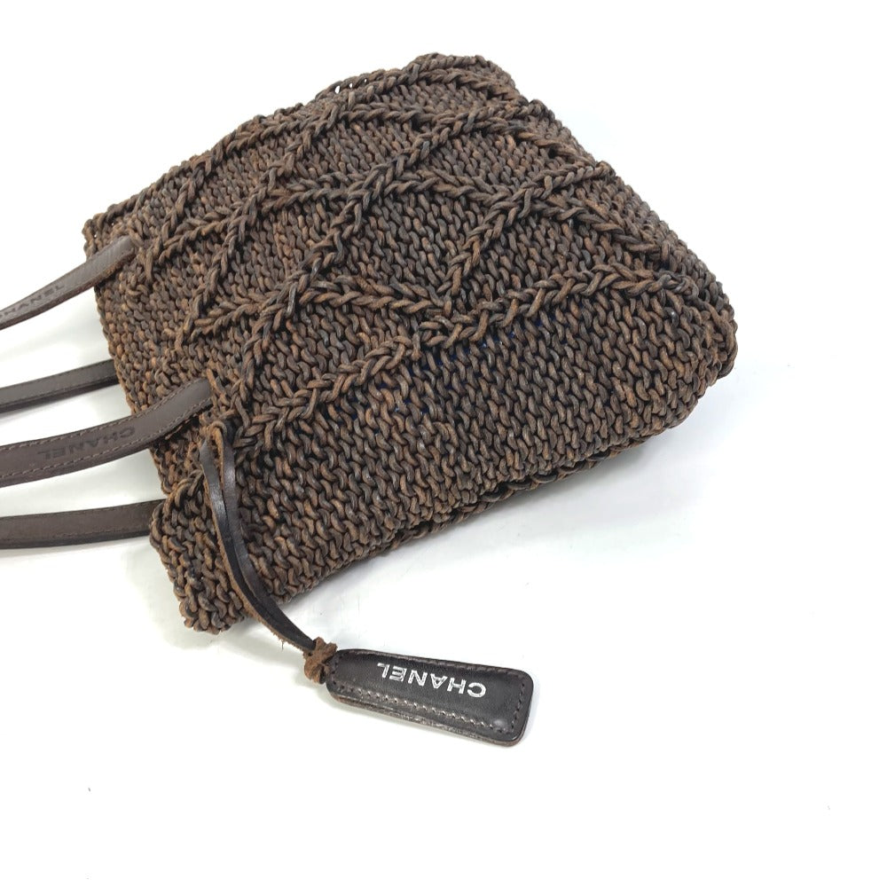 CHANEL Handbag leather Brown Tote Bag Braid Women