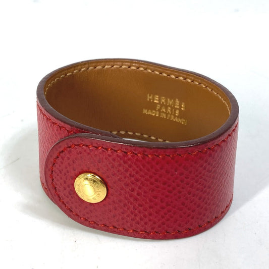 HERMES bracelet Leather, Gold Plated Red Bangle Medor Women  d