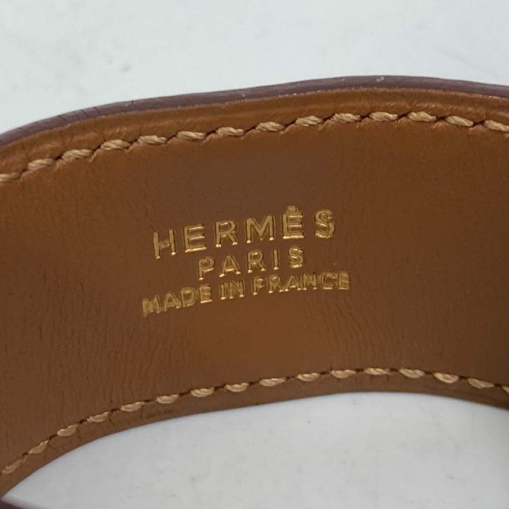HERMES bracelet Leather, Gold Plated Red Bangle Medor Women  d