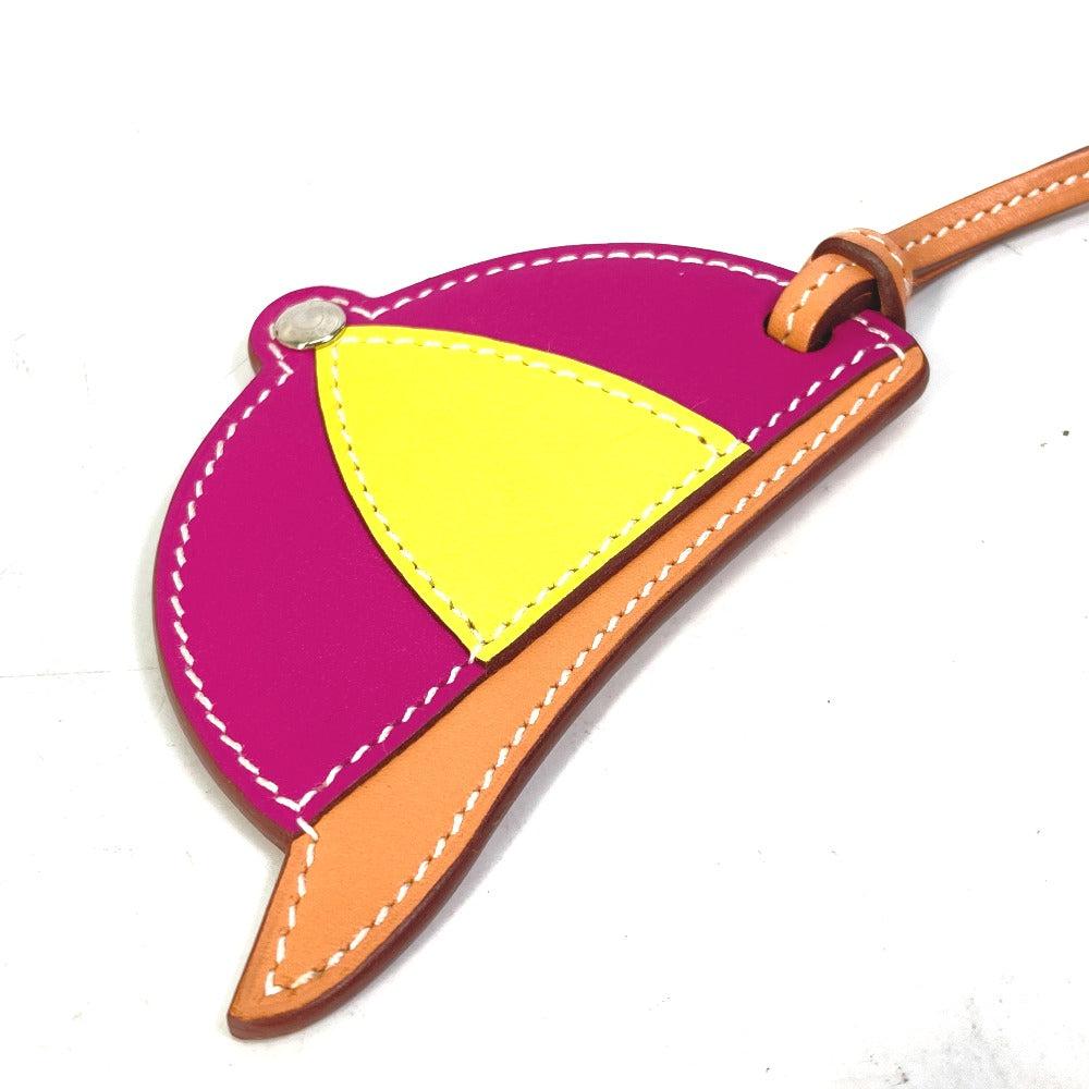 HERMES Bag charm leather purple paddock bombay charm Women  d