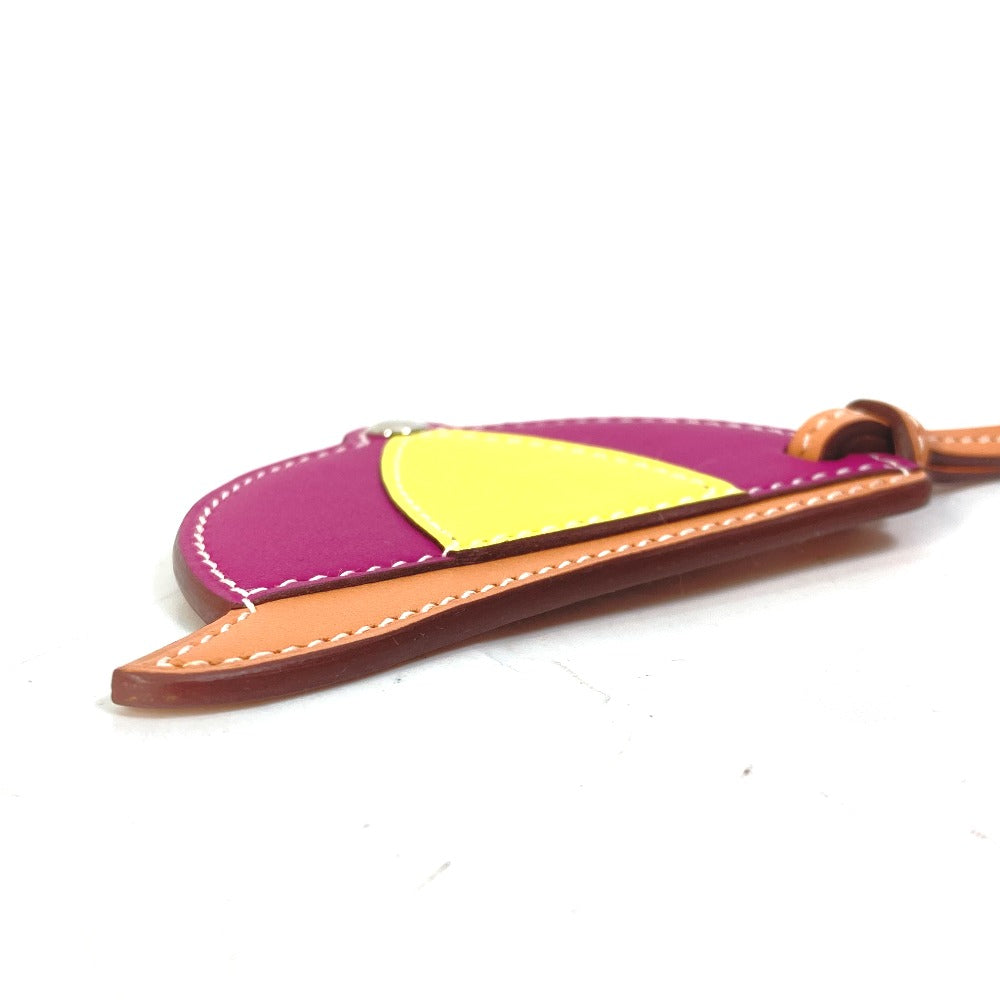 HERMES Bag charm leather purple paddock bombay charm Women  d