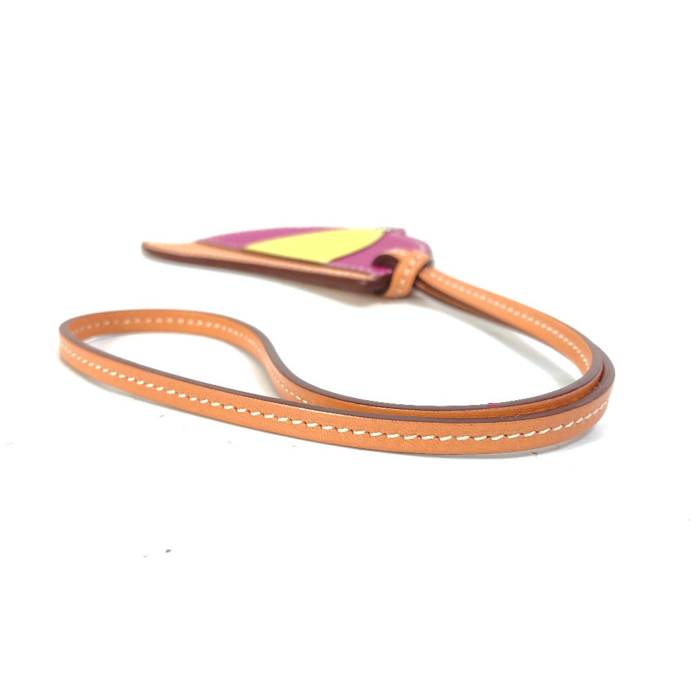 HERMES Bag charm leather purple paddock bombay charm Women  d