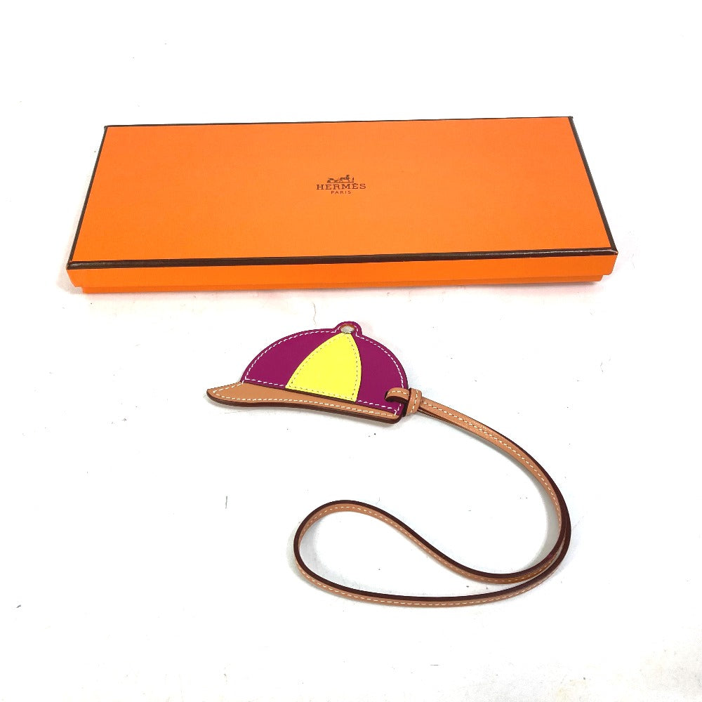 HERMES Bag charm leather purple paddock bombay charm Women  d