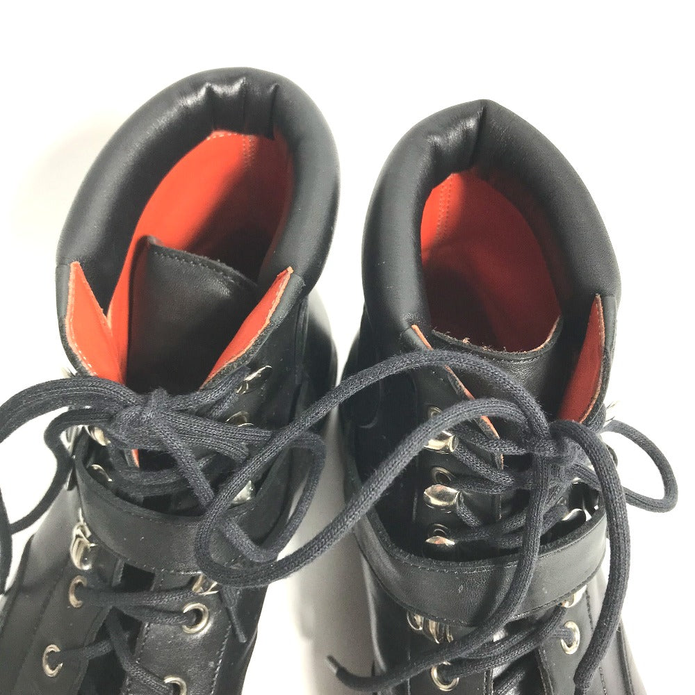 HERMES boots leather black trekking High cut H logo mens 40  d
