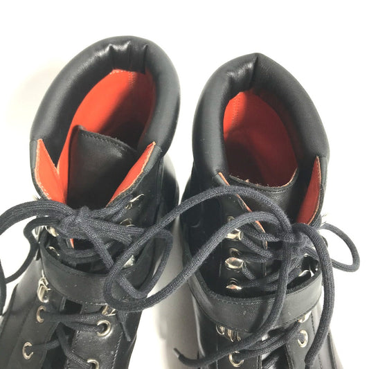 HERMES boots leather black trekking High cut H logo mens 40  d