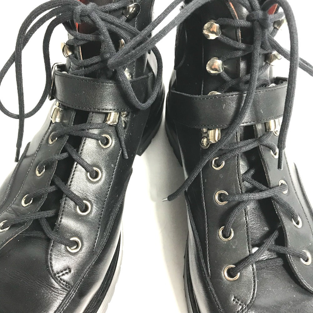 HERMES boots leather black trekking High cut H logo mens 40  d