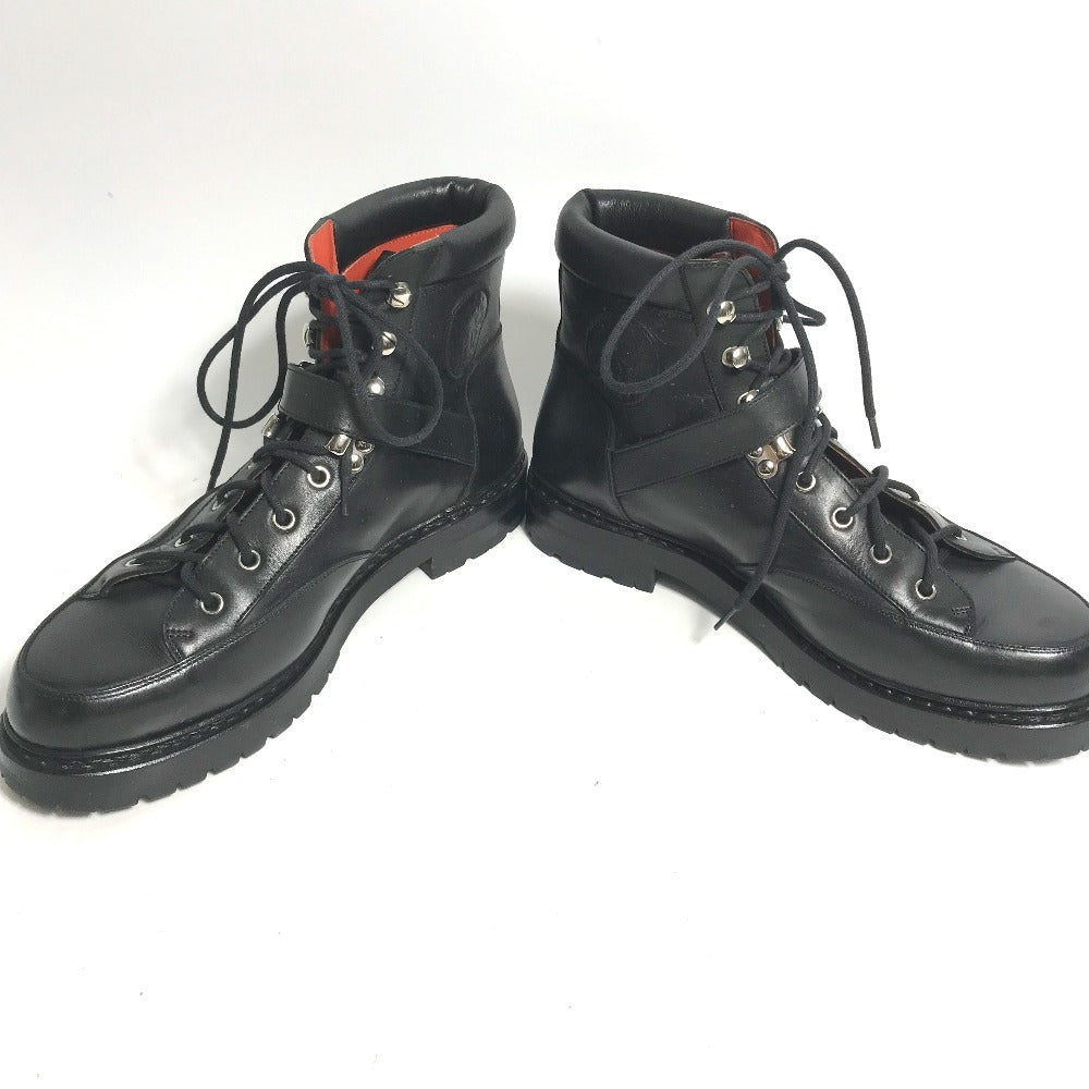 HERMES boots leather black trekking High cut H logo mens 40  d