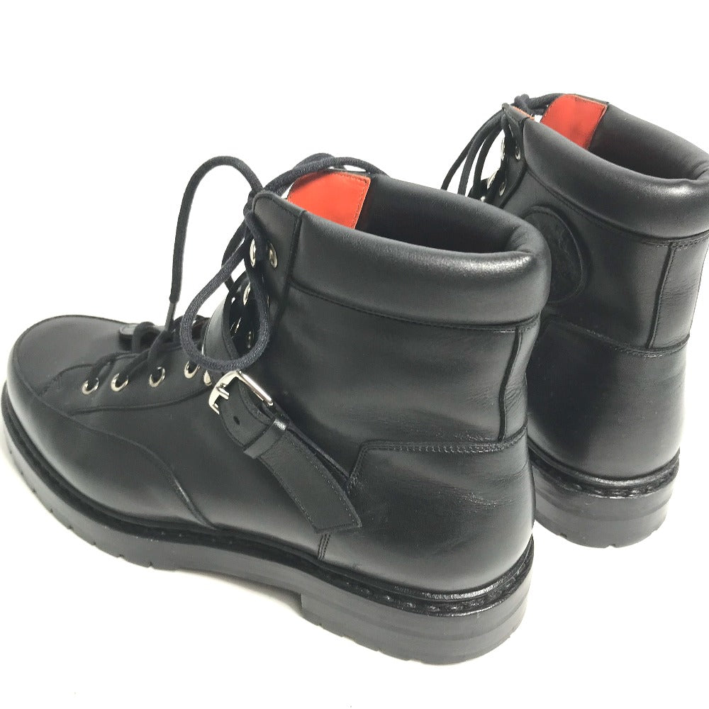 HERMES boots leather black trekking High cut H logo mens 40  d
