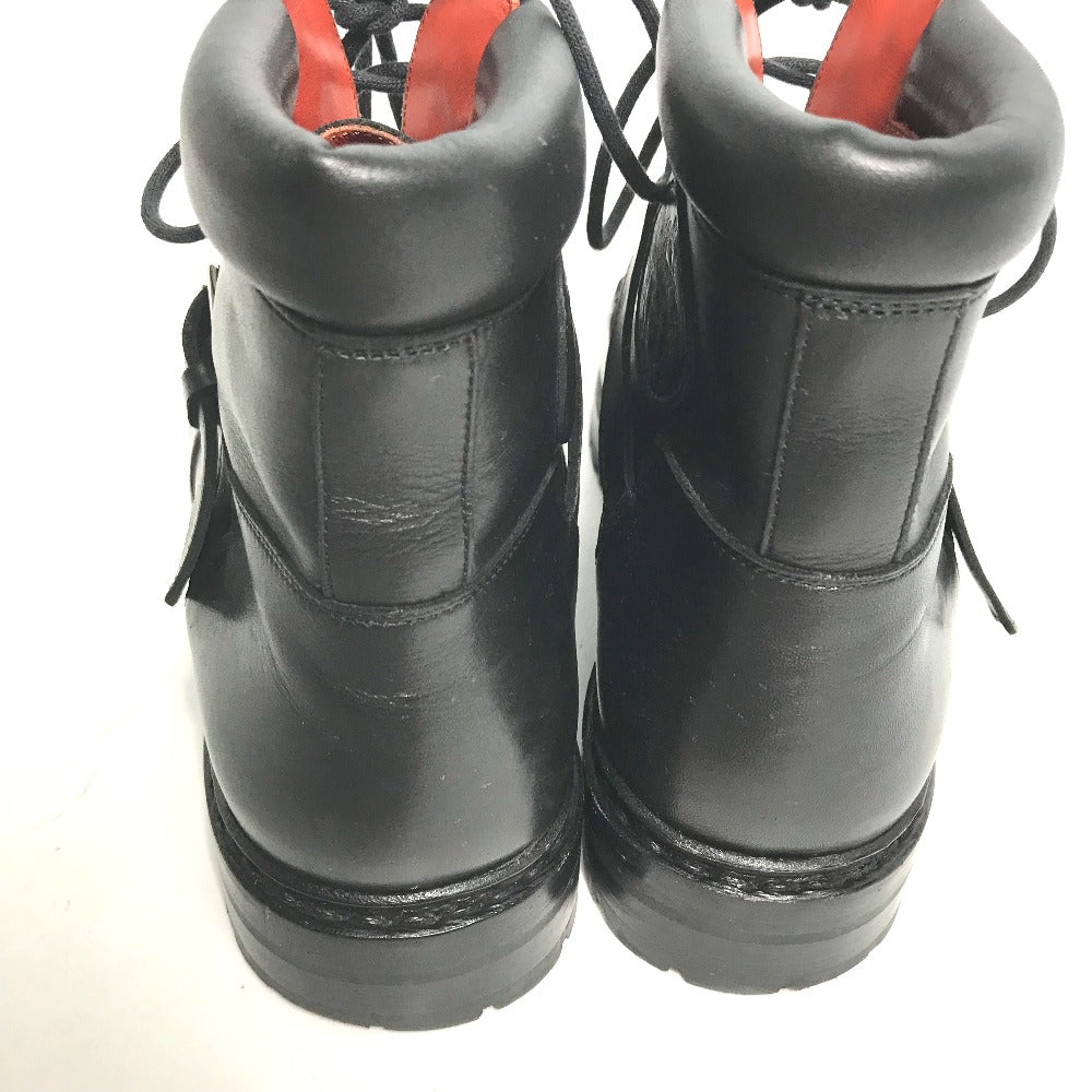 HERMES boots leather black trekking High cut H logo mens 40  d