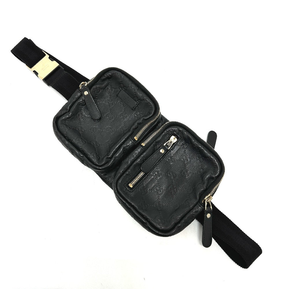 GUCCI Waist bag 246417 leather black Guccisima GGpattern Hip bag waist bag mens Secondhand