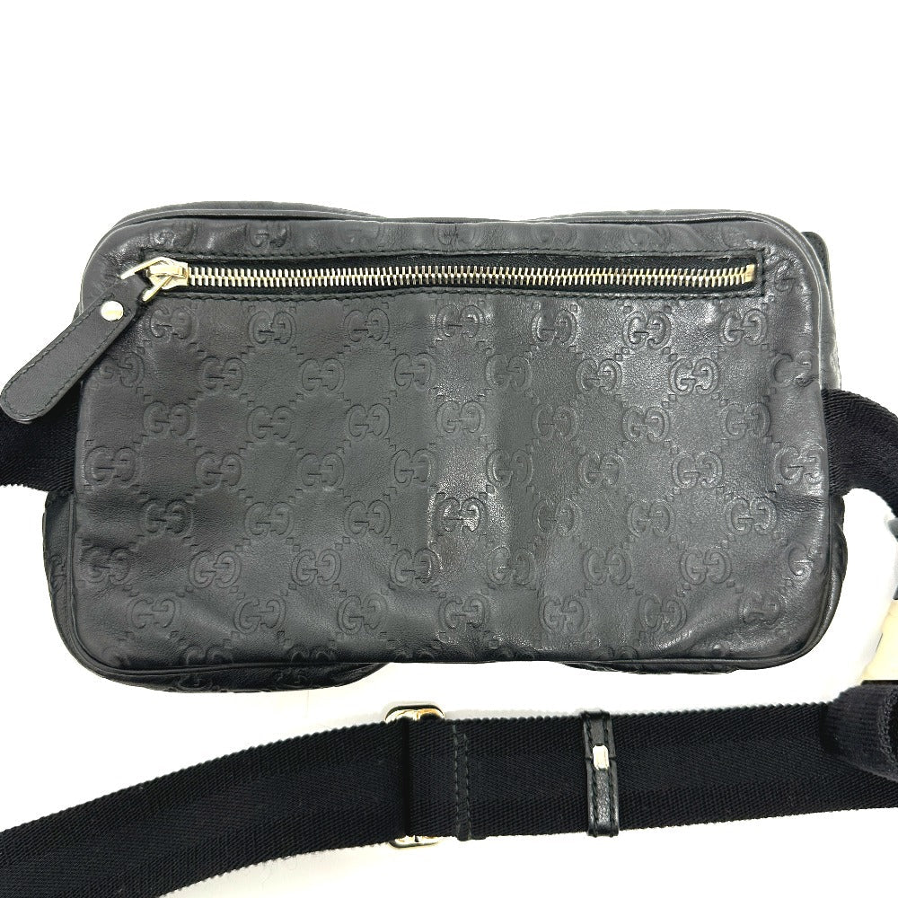 GUCCI Waist bag 246417 leather black Guccisima GGpattern Hip bag waist bag mens Secondhand