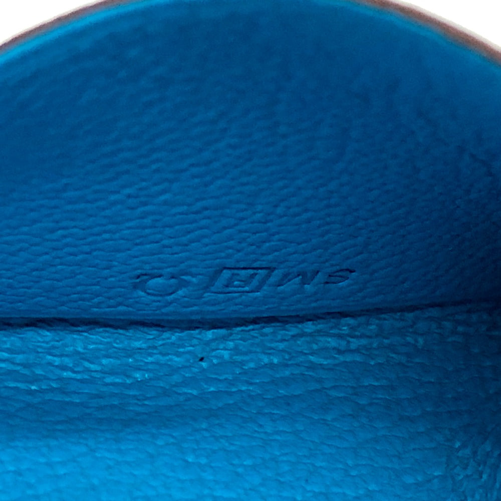 HERMES Card Case Shave blue Calvi Women  d