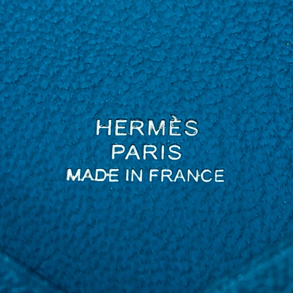 HERMES Card Case Shave blue Calvi Women  d