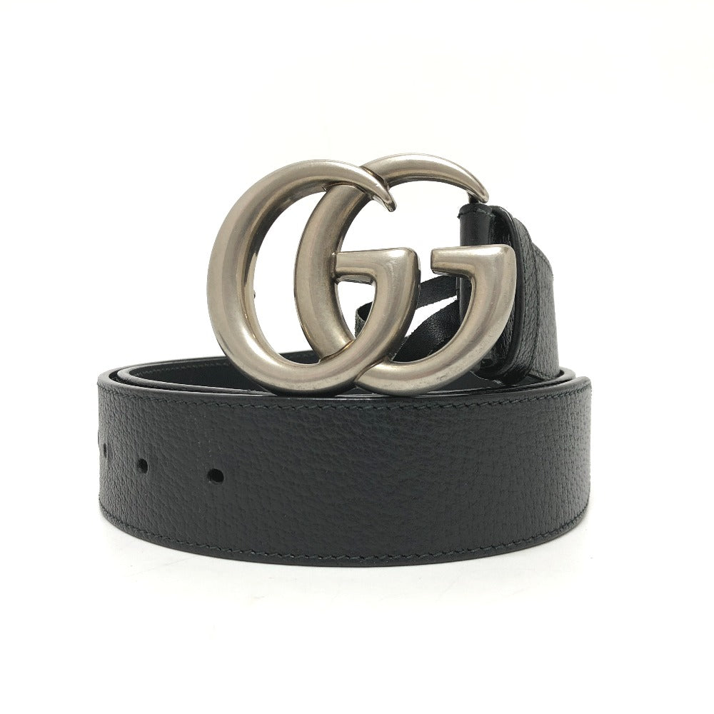 GUCCI belt 406831 leather black Leather belt (double G buckle) mens 85