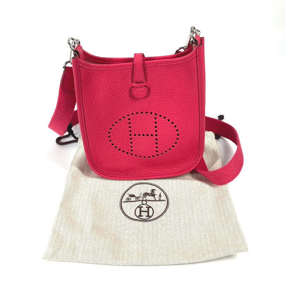 HERMES Shoulder Bag Taurillon Clemence pink Crossbody pochette Evelyn TPM 16 Women  d